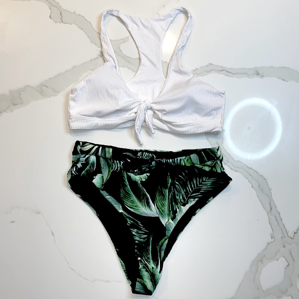 Tropical themed two piece bathing suit